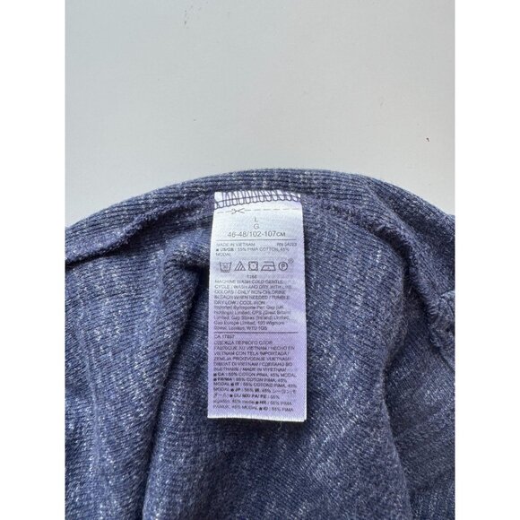 BANANA REPUBLIC Navy Pima Cotton Waffle Knit Long Sleeve Henley T-Shirt, Size L - Picture 8 of 9